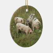 Varkens in een veldversiering keramisch ornament (Rechts)