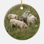 Varkens in een veldversiering keramisch ornament (Achterkant)