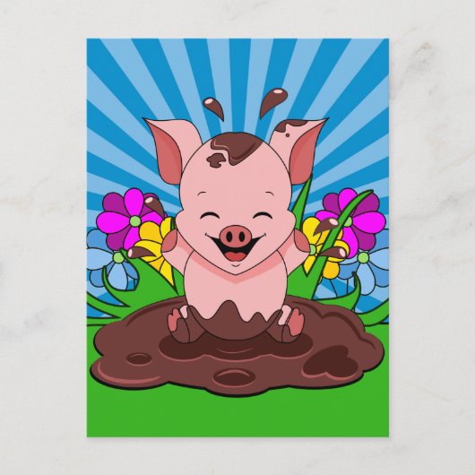 Varkens in modder briefkaart (Voorkant)
