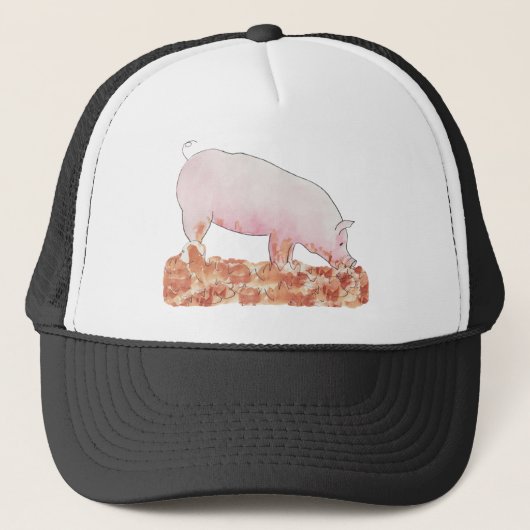 Varkens in Mud Funny Cute Pink Waterverf Animal Ar Trucker Pet (Voorkant)