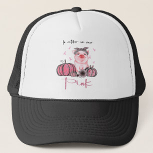 Varkens in oktober Draag roze borstkankerfoto's Trucker Pet