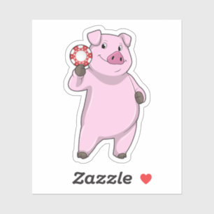 Varkens in Poker met pokerchips Sticker