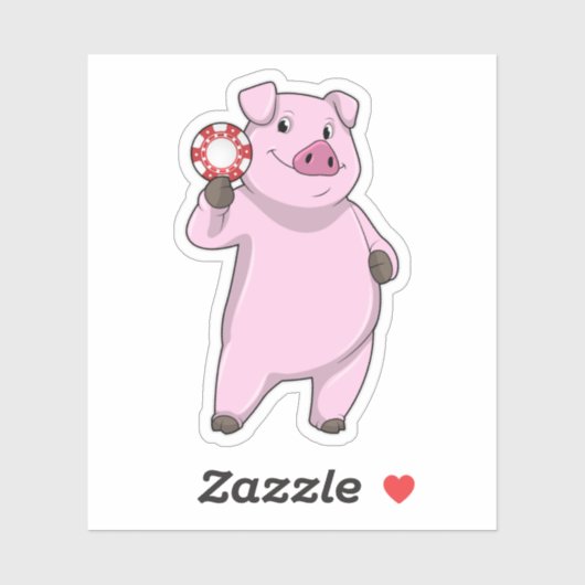 Varkens in Poker met pokerchips Sticker (Vel)