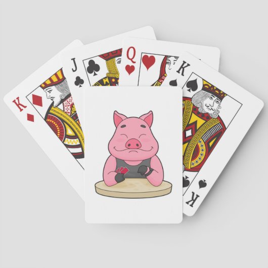 Varkens in Poker met pokerkaarten (Achterkant)