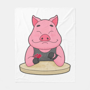 Varkens in Poker met pokerkaarten Fleece Deken
