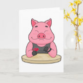 Varkens in Poker met pokerkaarten Kaart (Gele Bloem)