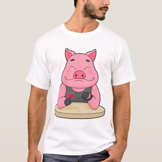 Varkens in Poker met pokerkaarten T-shirt (Voorkant)
