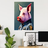 Varkens in politieuniform | AI Art Poster (Thuiskantoor)