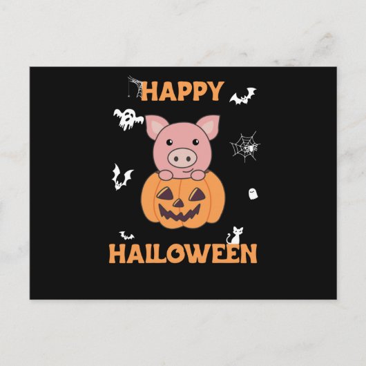 Varkens in pomkin Sweet Pigs Happy Halloween Briefkaart (Voorkant)