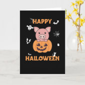 Varkens in pomkin Sweet Pigs Happy Halloween Kaart (Gele Bloem)
