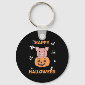 Varkens in pomkin Sweet Pigs Happy Halloween Sleutelhanger (Voorkant)