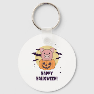 Varkens in pomkin Sweet Pigs Happy Halloween Sleutelhanger