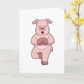Varkens in Yoga op een been Kaart (Gele Bloem)