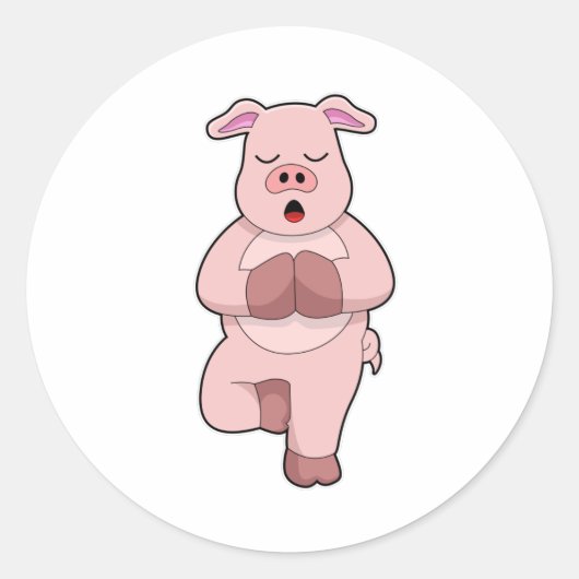 Varkens in Yoga op een been Ronde Sticker (Voorkant)