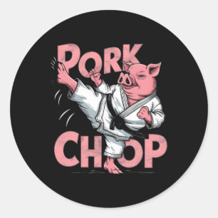 Varkens Karate Varkensvlees Chop Funny Hog Swine P Ronde Sticker