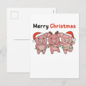 Varkens Kerst Mooie Varkens Prettig Kerstfeest Feestdagenkaart (Voorkant / Achterkant)
