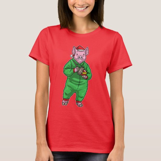 Varkens Kerst Schoonmaker T-shirt (Voorkant)