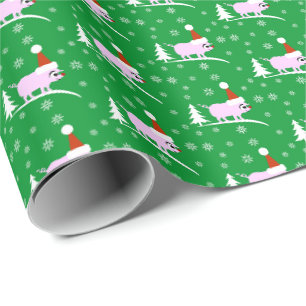Varkens Kerst Varkentje met Rode Neus Cadeaupapier
