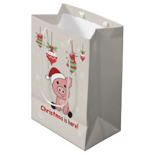 Varkens Kerstairdieren Varkens Medium Gift Bag Cadeauzakje