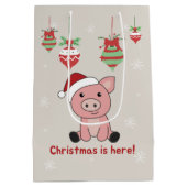 Varkens Kerstairdieren Varkens Medium Gift Bag Medium Cadeauzakje (Achterkant)