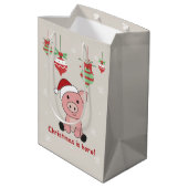 Varkens Kerstairdieren Varkens Medium Gift Bag Medium Cadeauzakje (Achterkant Gekanteld)
