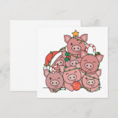 Varkens Kerstboom Grappige Dieren Kerst Uitnodigin Kaart (Voorkant / Achterkant)