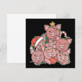 Varkens Kerstboom Grappige Dieren Kerst Uitnodigin Kaart (Voorkant / Achterkant)