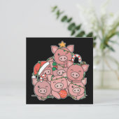 Varkens Kerstboom Grappige Dieren Kerst Uitnodigin Kaart (Staand voorkant)