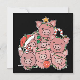Varkens Kerstboom Grappige Dieren Kerst Uitnodigin Kaart