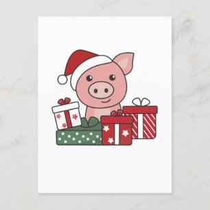 Varkens Kerstcadeau Winter Dieren Varkens Feestdagenkaart