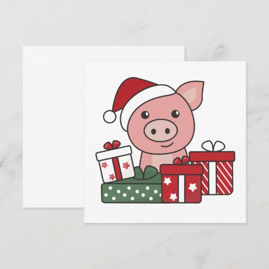 Varkens kerstcadeautjes winterdieren Varkens Kaart (Voorkant / Achterkant)