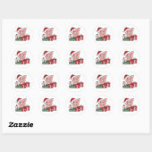 Varkens kerstcadeautjes winterdieren Varkens Ronde Sticker (Vel)