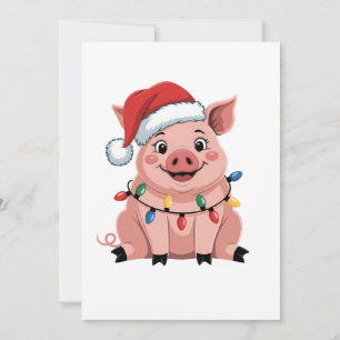 Varkens Kerstmis Kerstman Hoed Kerstmis Varkensmis Aankondiging