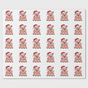 Varkens Kerstmis Kerstman Hoed Kerstmis Varkensmis Cadeaupapier
