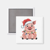 Varkens Kerstmis Kerstman Hoed Kerstmis Varkensmis Magneet (Voorkant / Achterkant)