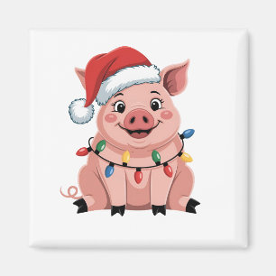 Varkens Kerstmis Kerstman Hoed Kerstmis Varkensmis Magneet