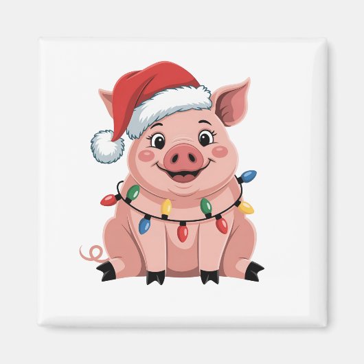Varkens Kerstmis Kerstman Hoed Kerstmis Varkensmis Magneet (Voorkant)