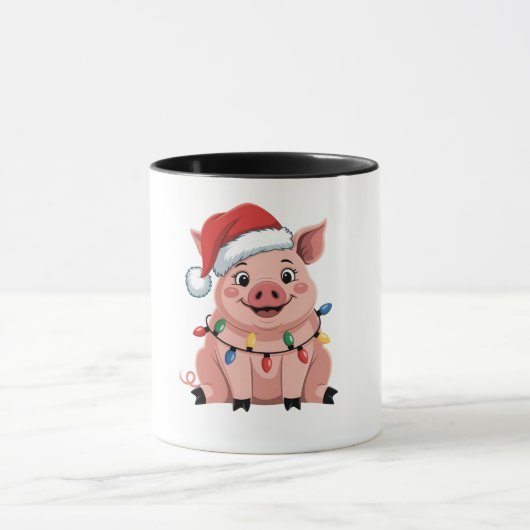 Varkens Kerstmis Kerstman Hoed Kerstmis Varkensmis Mok (Midden)