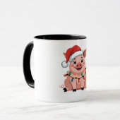 Varkens Kerstmis Kerstman Hoed Kerstmis Varkensmis Mok (Voorkant links)