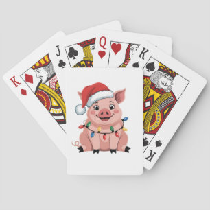 Varkens Kerstmis Kerstman Hoed Kerstmis Varkensmis Pokerkaarten