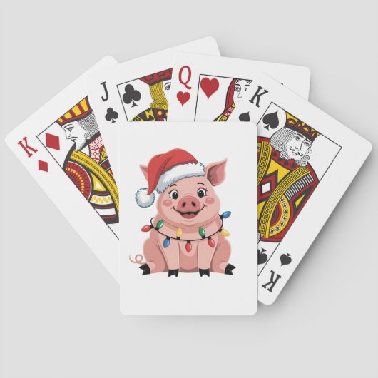 Varkens Kerstmis Kerstman Hoed Kerstmis Varkensmis Pokerkaarten (Achterkant)
