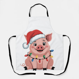 Varkens Kerstmis Kerstman Hoed Kerstmis Varkensmis Schort