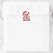 Varkens Kerstmis Kerstman Hoed Kerstmis Varkensmis Vierkante Sticker (Tas)