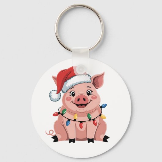 Varkens Kerstmis Sinterklaas Hoed Kerstfeest Varke Sleutelhanger (Voorkant)