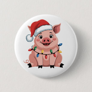 Varkens Kerstmis Sinterklaas Hoed Xmas Vakantie Va Ronde Button 5,7 Cm