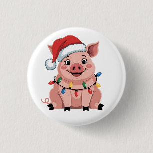 Varkens Kerstmis Sinterklaas Hoed Xmas Vakantie Xm Ronde Button 3,2 Cm