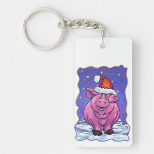 Varkens Kerstmis Sleutelhanger