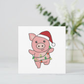 Varkens Kerstmis Winter Dieren Varkens Kaart (Staand voorkant)