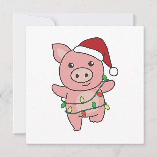 Varkens Kerstmis Winter Dieren Varkens Kaart (Voorkant)