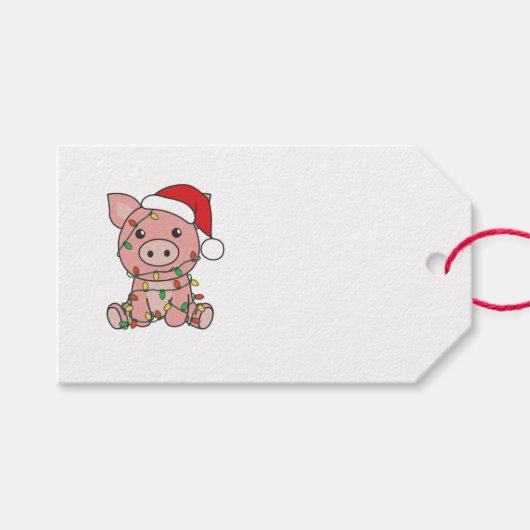 Varkens kerstwinterdieren Varkens Cadeaulabel (Voorkant (Horizontaal))